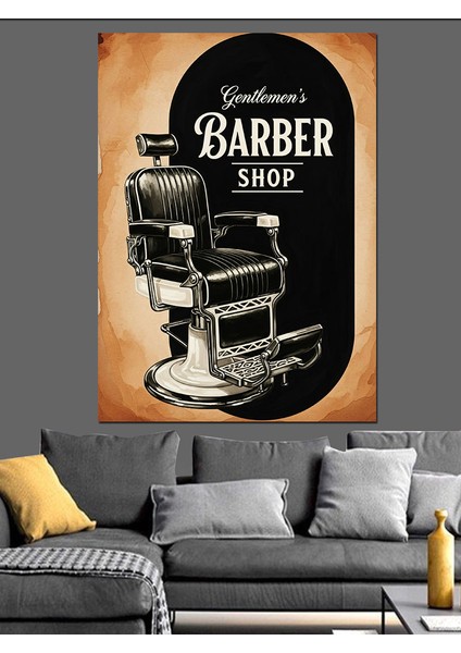 Klasik Berber Dükkanı Tıraş Dekoratif Kanvas - Mdf Ahşap Tablo modelleri