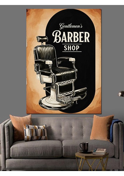Klasik Berber Dükkanı Tıraş Dekoratif Kanvas - Mdf Ahşap Tablo fırsatları