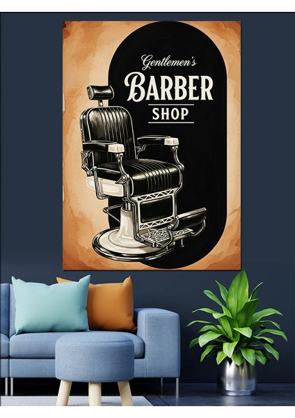 Klasik Berber Dükkanı Tıraş Dekoratif Kanvas - Mdf Ahşap Tablo indirimleri