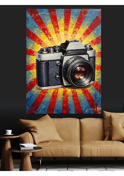 Eski Kamera Retro Poster Dekoratif Kanvas - Mdf Ahşap Tablo fiyatları