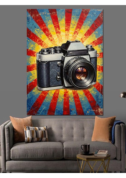 Eski Kamera Retro Poster Dekoratif Kanvas - Mdf Ahşap Tablo fırsatları