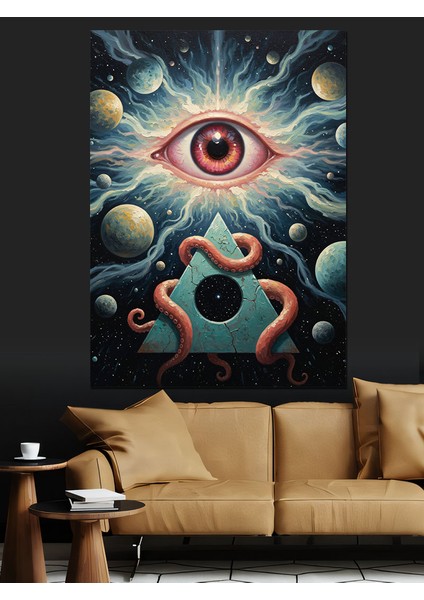Göz Sembolü Gezegen Sürreal Dekoratif Kanvas - Mdf Ahşap Tablo indirimleri