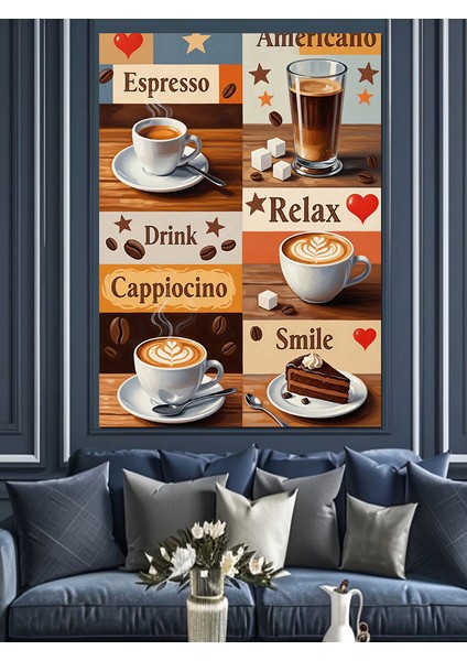 Vintage Kahve Molası Poster Dekoratif Kanvas - Mdf Ahşap Tablo