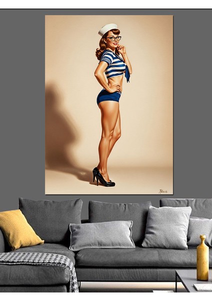 Mayo Pin-Up Seksi Kadın Dekoratif Kanvas - Mdf Ahşap Tablo fiyatları
