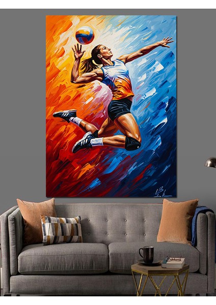 Valeybol Oynayan Kadın Dekoratif Kanvas - Mdf Ahşap Tablo fiyatları