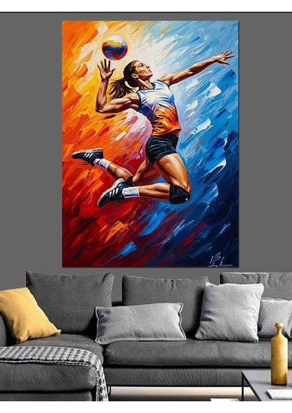 Valeybol Oynayan Kadın Dekoratif Kanvas - Mdf Ahşap Tablo modelleri