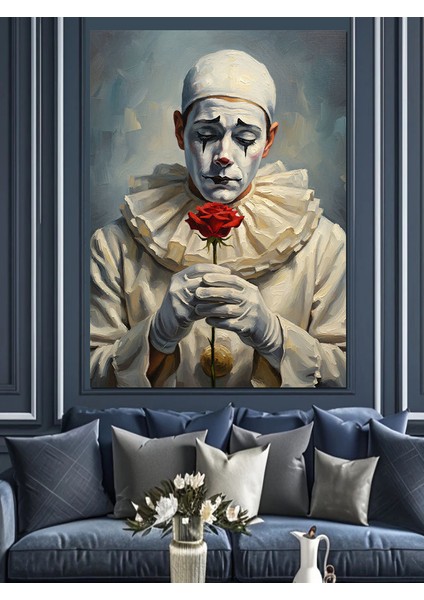 Palyaço Makyajlı Hüzünlü Adam Dekoratif Kanvas - Mdf Ahşap Tablo