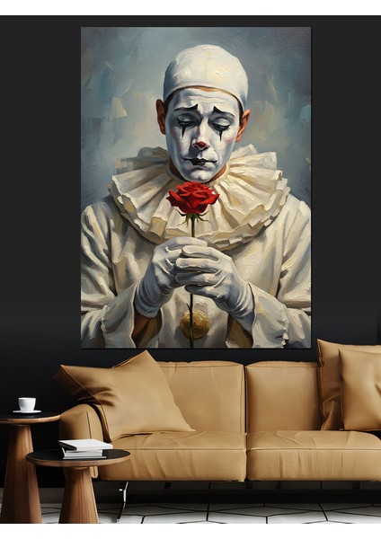 Palyaço Makyajlı Hüzünlü Adam Dekoratif Kanvas - Mdf Ahşap Tablo fiyatları
