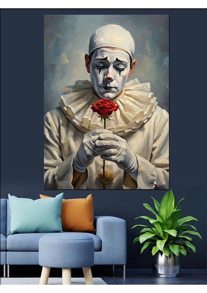 Palyaço Makyajlı Hüzünlü Adam Dekoratif Kanvas - Mdf Ahşap Tablo modelleri
