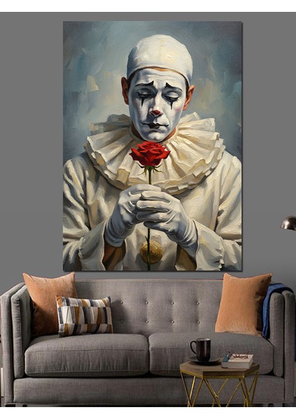 Palyaço Makyajlı Hüzünlü Adam Dekoratif Kanvas - Mdf Ahşap Tablo fırsatları
