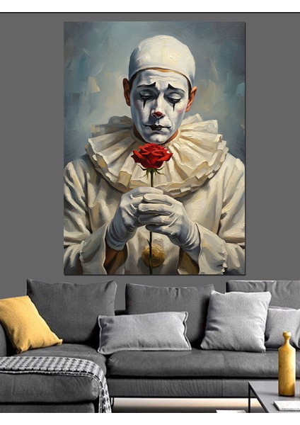 Palyaço Makyajlı Hüzünlü Adam Dekoratif Kanvas - Mdf Ahşap Tablo indirimleri