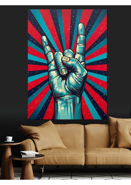 Kırmızı Mavi Soyut Çizgiler Dekoratif Kanvas - Mdf Ahşap Tablo fiyatları