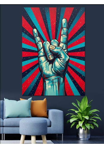 Kırmızı Mavi Soyut Çizgiler Dekoratif Kanvas - Mdf Ahşap Tablo modelleri