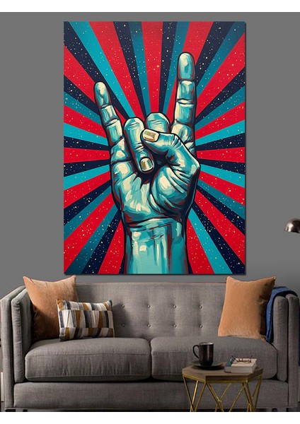 Kırmızı Mavi Soyut Çizgiler Dekoratif Kanvas - Mdf Ahşap Tablo fırsatları