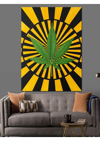 Sarı Işınlı Mandala Yaprak Dekoratif Kanvas - Mdf Ahşap Tablo modelleri