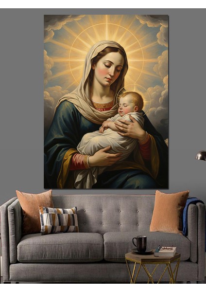 Meryem Ana Bebek Isa Dekoratif Kanvas - Mdf Ahşap Tablo
