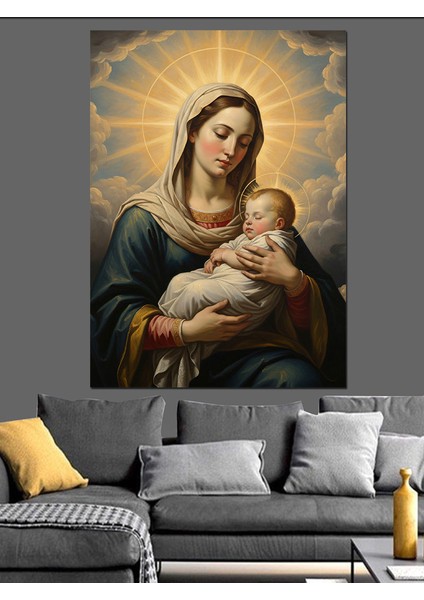 Meryem Ana Bebek Isa Dekoratif Kanvas - Mdf Ahşap Tablo fiyatları