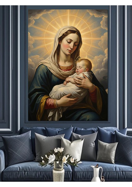 Meryem Ana Bebek Isa Dekoratif Kanvas - Mdf Ahşap Tablo modelleri