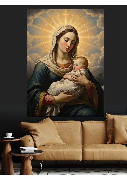 Meryem Ana Bebek Isa Dekoratif Kanvas - Mdf Ahşap Tablo fırsatları