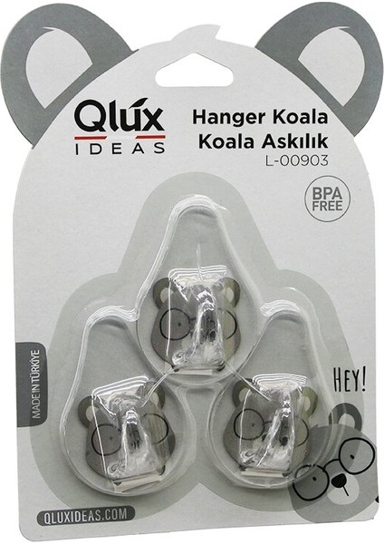 3pcs Koala Askı Şeffaf Askı Yapışkanlı Montaj (2818)