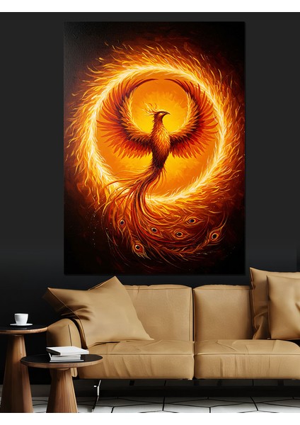 Yükselen Anka Kuşu Alev Dekoratif Kanvas - Mdf Ahşap Tablo modelleri