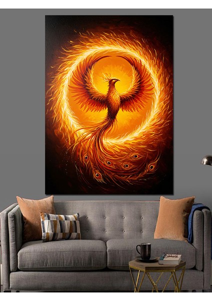 Yükselen Anka Kuşu Alev Dekoratif Kanvas - Mdf Ahşap Tablo indirimleri