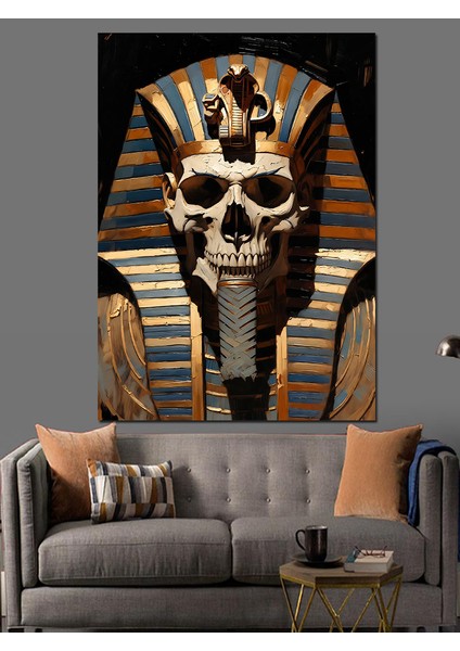 Mısır Firavun Kurukafa Figür Dekoratif Kanvas - Mdf Ahşap Tablo fiyatları