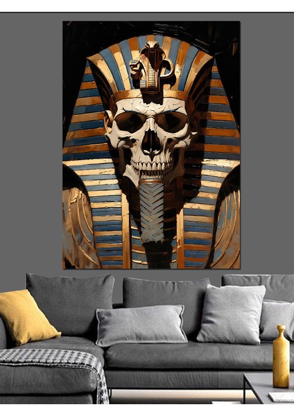 Mısır Firavun Kurukafa Figür Dekoratif Kanvas - Mdf Ahşap Tablo modelleri