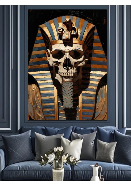 Mısır Firavun Kurukafa Figür Dekoratif Kanvas - Mdf Ahşap Tablo fırsatları