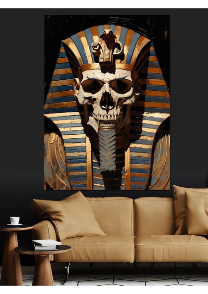 Mısır Firavun Kurukafa Figür Dekoratif Kanvas - Mdf Ahşap Tablo indirimleri