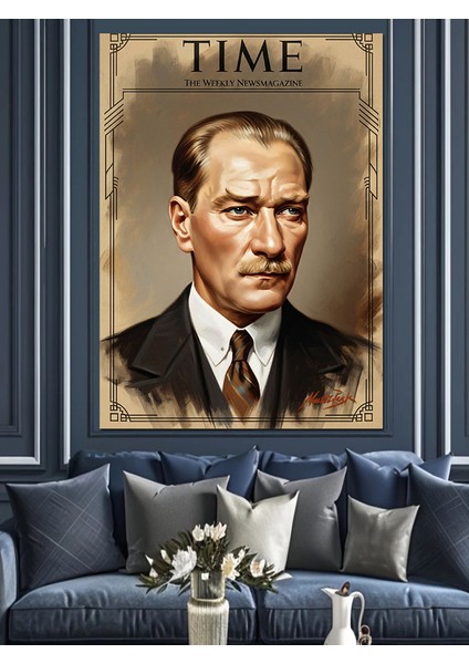 Time Kapak ve Mustafa Kemal Atatürk Dekoratif Kanvas - Mdf Ahşap Tablo fiyatları