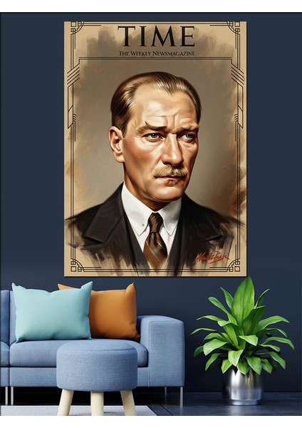 Time Kapak ve Mustafa Kemal Atatürk Dekoratif Kanvas - Mdf Ahşap Tablo fırsatları