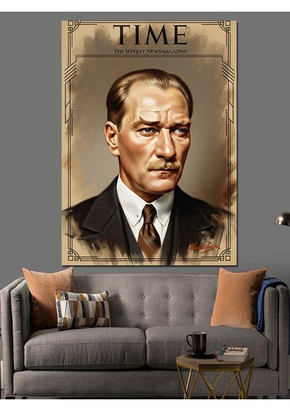 Time Kapak ve Mustafa Kemal Atatürk Dekoratif Kanvas - Mdf Ahşap Tablo indirimleri