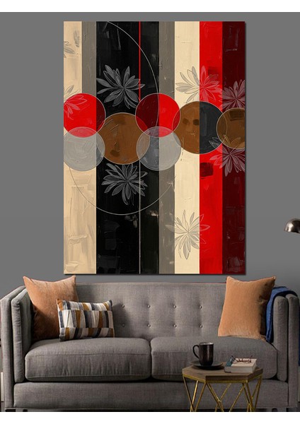 Soyut Kırmızı Siyah Çizgiler Dekoratif Kanvas - Mdf Ahşap Tablo fiyatları