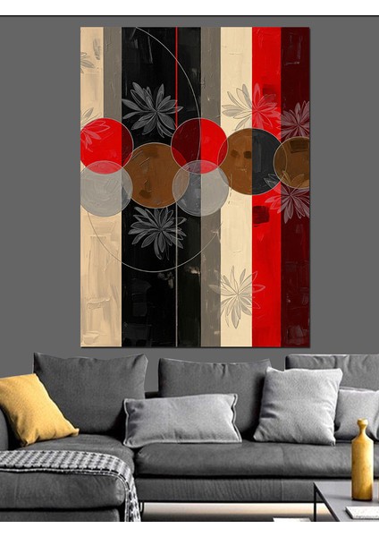Soyut Kırmızı Siyah Çizgiler Dekoratif Kanvas - Mdf Ahşap Tablo modelleri