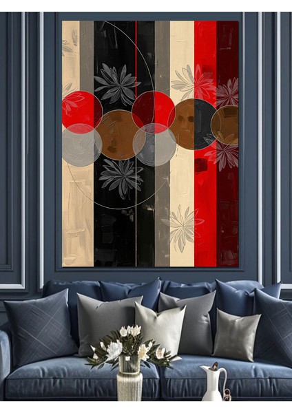 Soyut Kırmızı Siyah Çizgiler Dekoratif Kanvas - Mdf Ahşap Tablo fırsatları