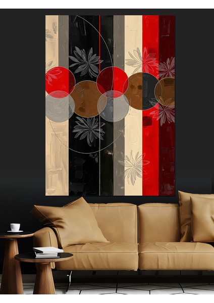 Soyut Kırmızı Siyah Çizgiler Dekoratif Kanvas - Mdf Ahşap Tablo indirimleri