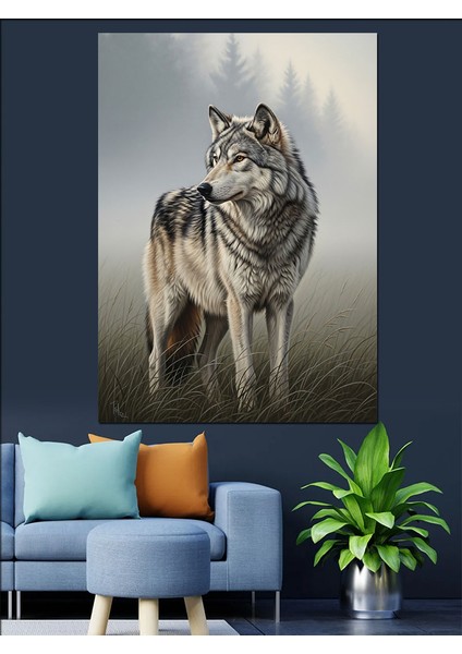 Karda Yürüyen Yalnız Kurt Dekoratif Kanvas - Mdf Ahşap Tablo modelleri