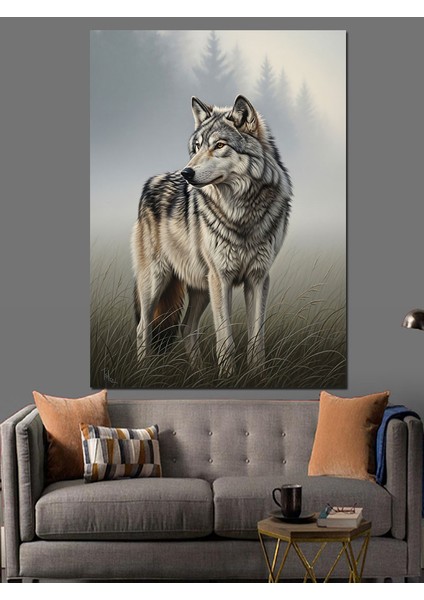 Karda Yürüyen Yalnız Kurt Dekoratif Kanvas - Mdf Ahşap Tablo fırsatları