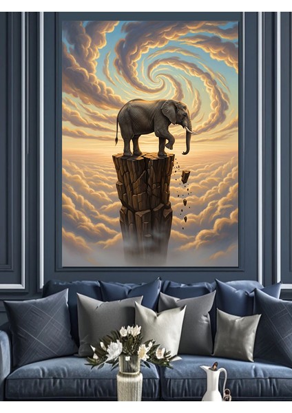 Sarmal Gök Yüzü ve Tepedeki Fil Dekoratif Kanvas - Mdf Ahşap Tablo indirimleri