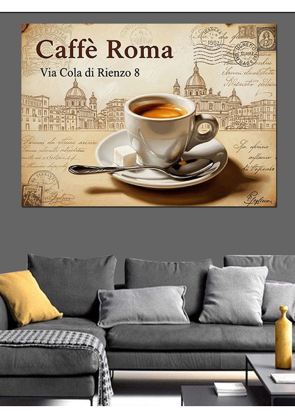 Italyan Kahvesi Mektup Posta Arka Fon Dekoratif Kanvas - Mdf Ahşap Tablo fiyatları