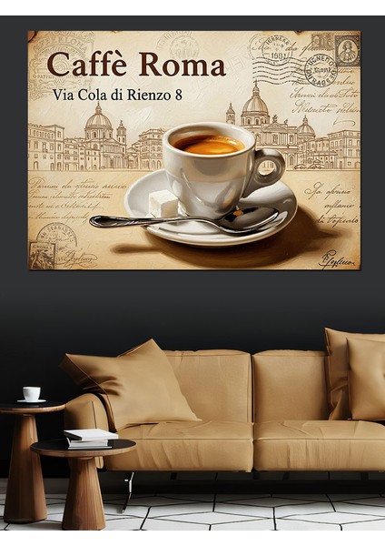Italyan Kahvesi Mektup Posta Arka Fon Dekoratif Kanvas - Mdf Ahşap Tablo modelleri
