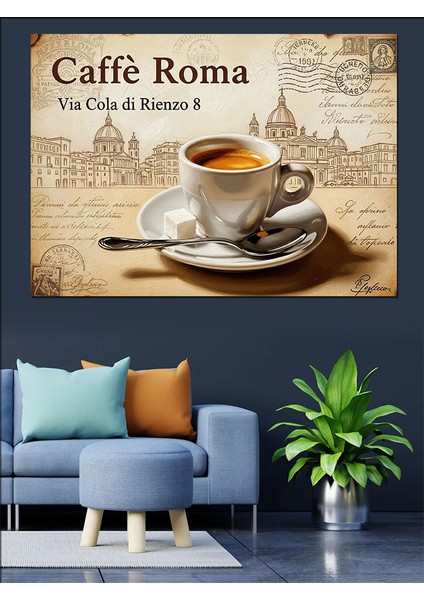 Italyan Kahvesi Mektup Posta Arka Fon Dekoratif Kanvas - Mdf Ahşap Tablo fırsatları