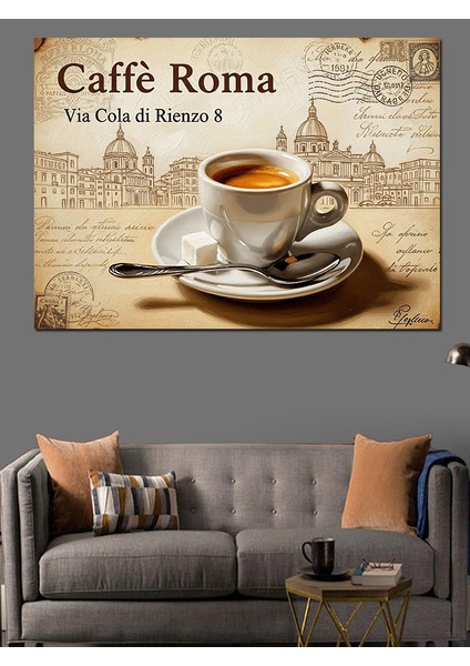 Italyan Kahvesi Mektup Posta Arka Fon Dekoratif Kanvas - Mdf Ahşap Tablo indirimleri