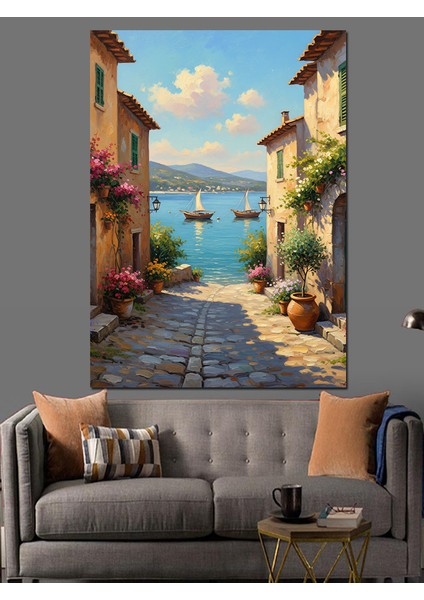 Italyan Sokak Manzarası Aydınlık Dekoratif Kanvas - Mdf Ahşap Tablo fiyatları