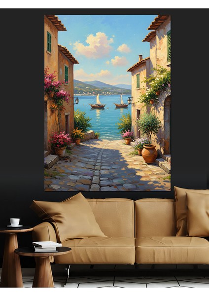 Italyan Sokak Manzarası Aydınlık Dekoratif Kanvas - Mdf Ahşap Tablo indirimleri