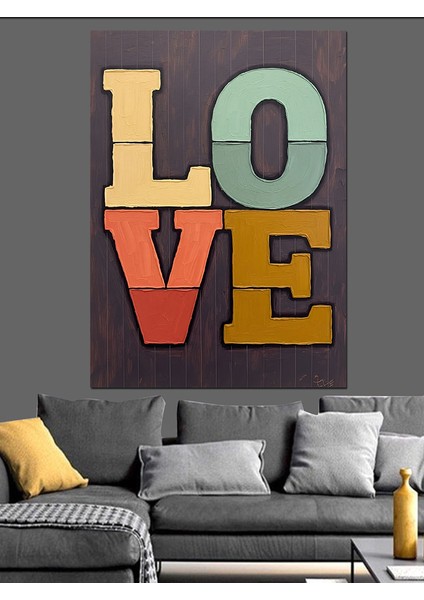 Aşk Yazısı Kalp Sanat Dekoratif Kanvas - Mdf Ahşap Tablo fiyatları