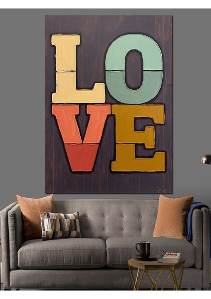 Aşk Yazısı Kalp Sanat Dekoratif Kanvas - Mdf Ahşap Tablo modelleri