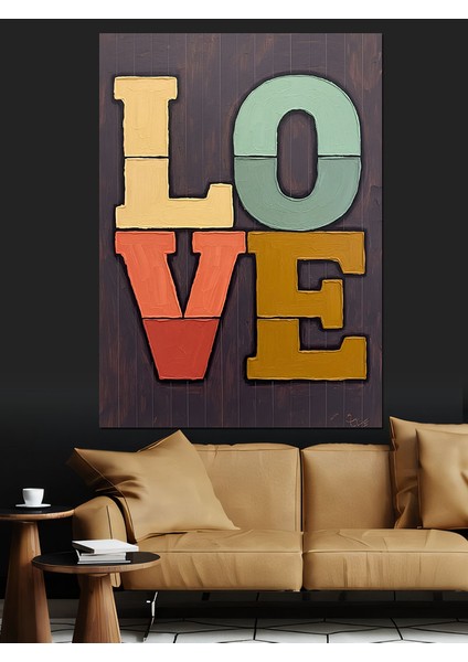 Aşk Yazısı Kalp Sanat Dekoratif Kanvas - Mdf Ahşap Tablo indirimleri