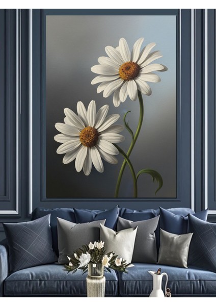 Papatya Çiçeği Yalın Beyaz Dekoratif Kanvas - Mdf Ahşap Tablo indirimleri